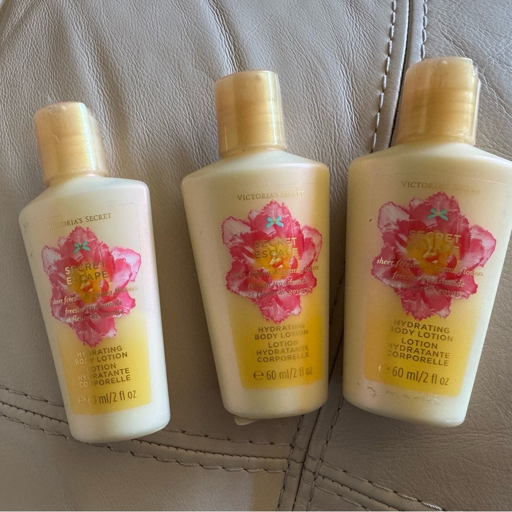 3 x Victoria’s Secret Secret Escape Hydrating Body Lotion - Cream and Pink